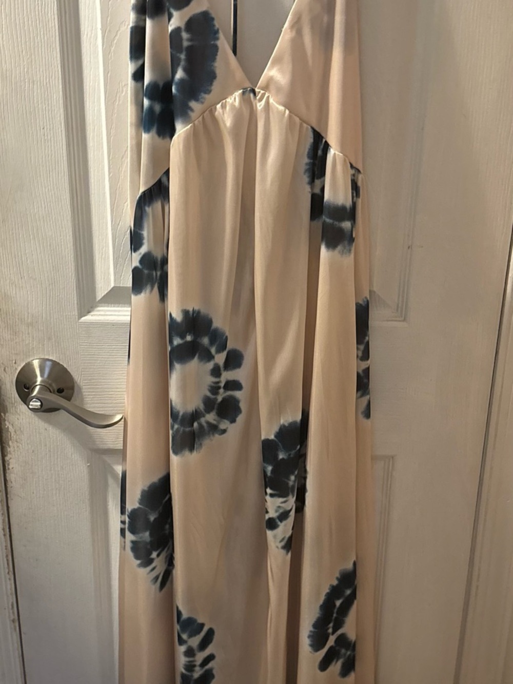 Boho Tie-Dye Maxi Dress in Cream and Navy - Picture 5 of 8